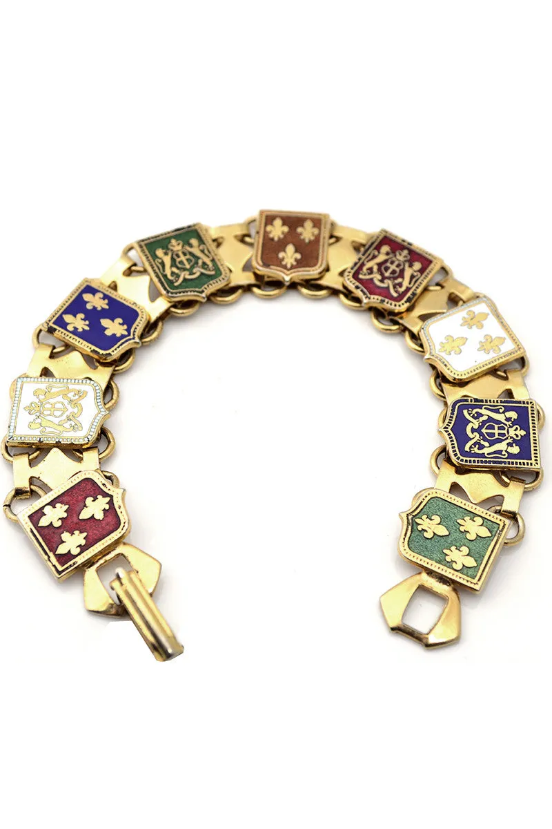 Vintage France Souvenir Bracelet 1960s Fleur De Lis Coat of Arms