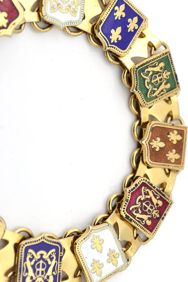 Vintage France Souvenir Bracelet 1960s Fleur De Lis Coat of Arms