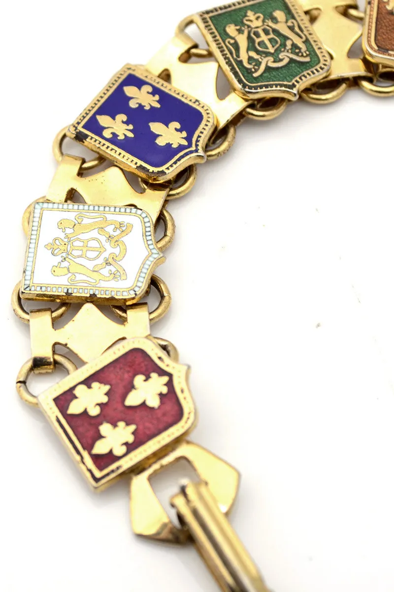 Vintage France Souvenir Bracelet 1960s Fleur De Lis Coat of Arms