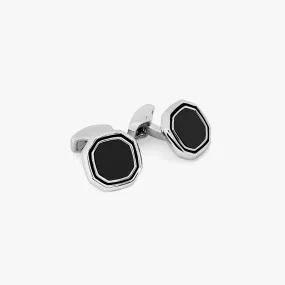 White Bronze Plated Octagon Semi-Precious Cufflinks