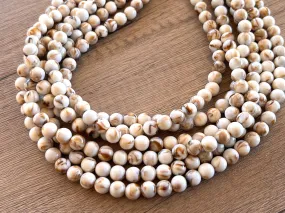 White Brown Acrylic Lucite Bead Chunky Multi Strand Womens Statement Necklace - Alana