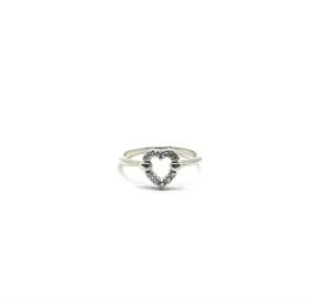 White Gold Diamond Heart Cutout Ring