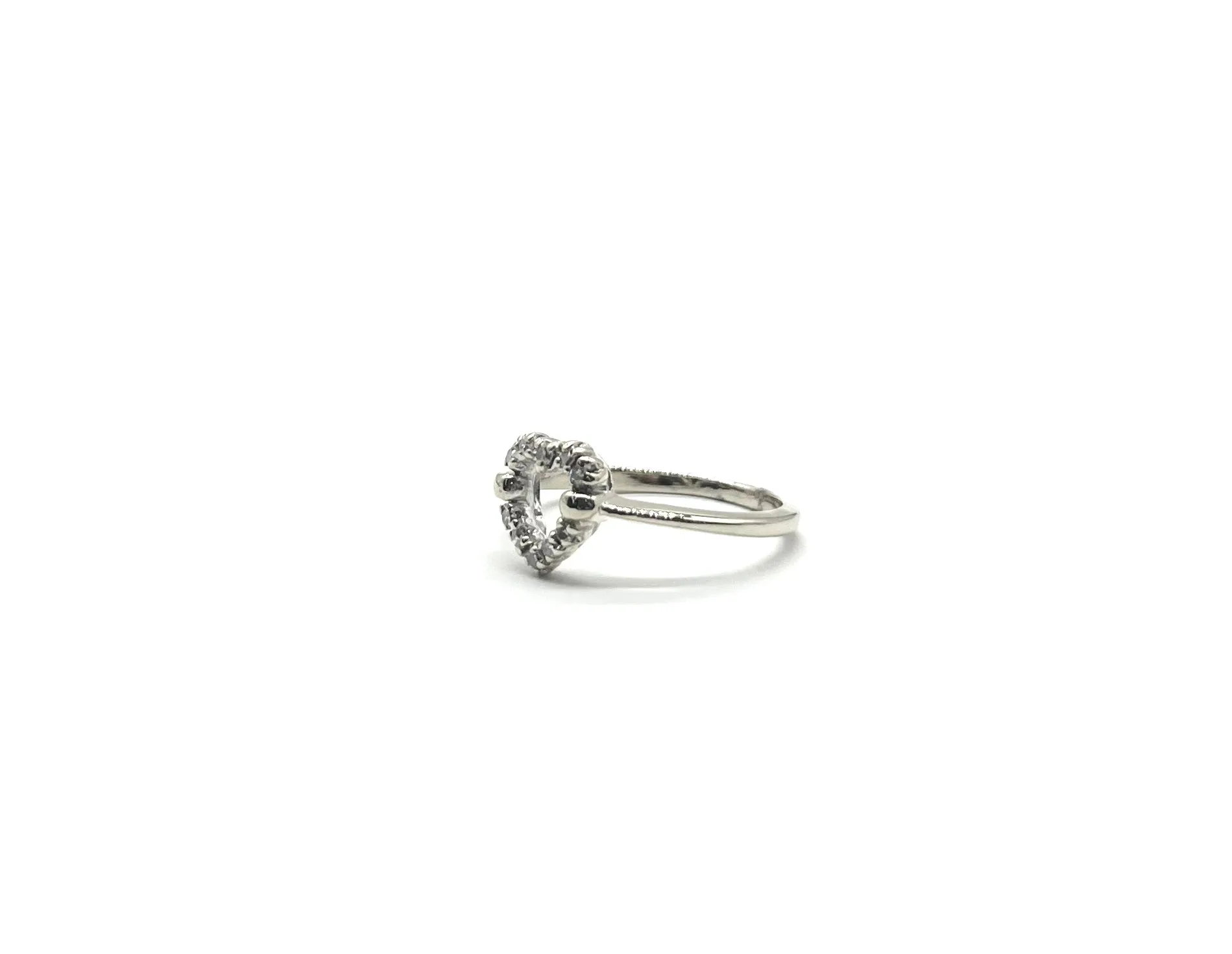 White Gold Diamond Heart Cutout Ring