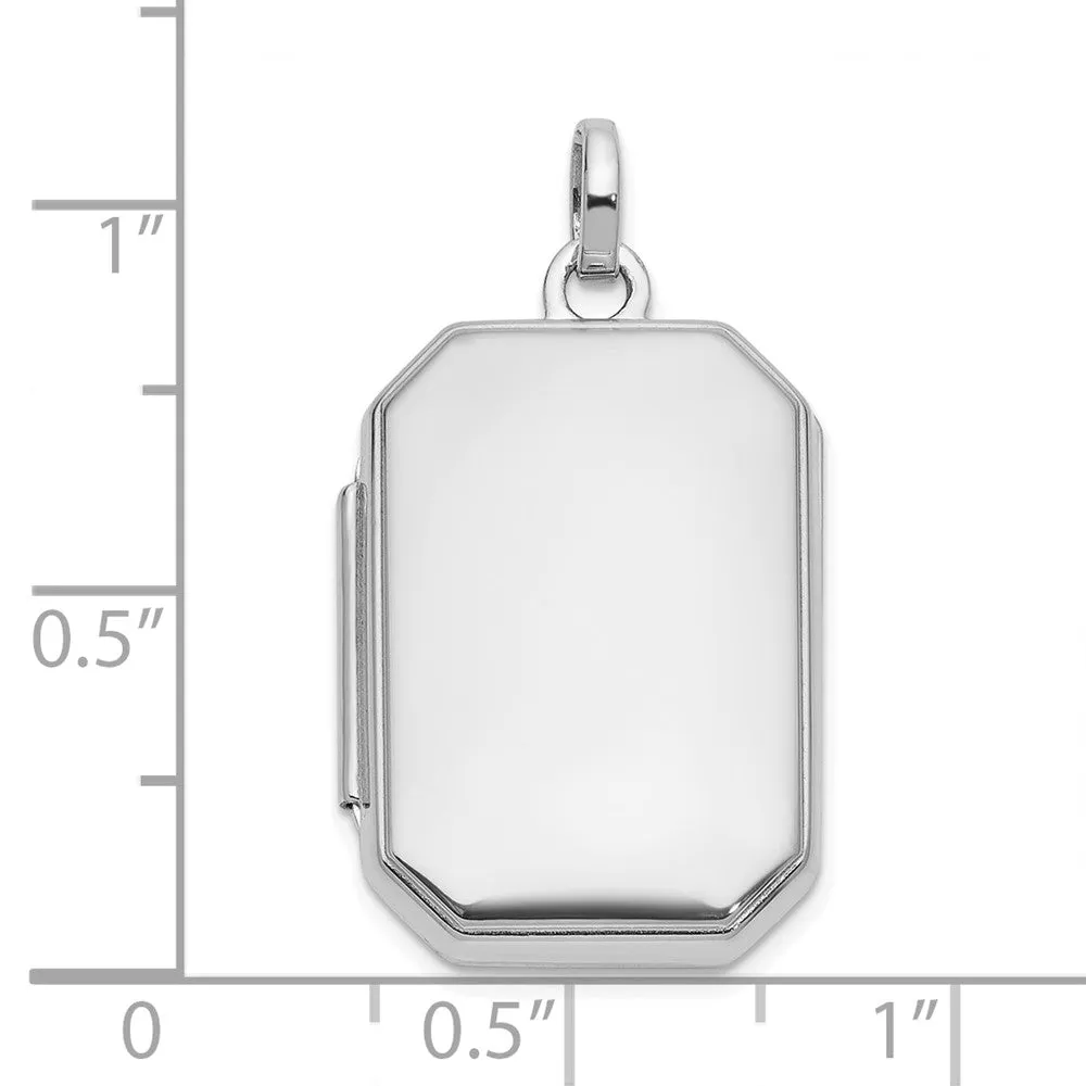 White Gold Polished 20x15mm Curved Rectangle Locket - Model XL873W