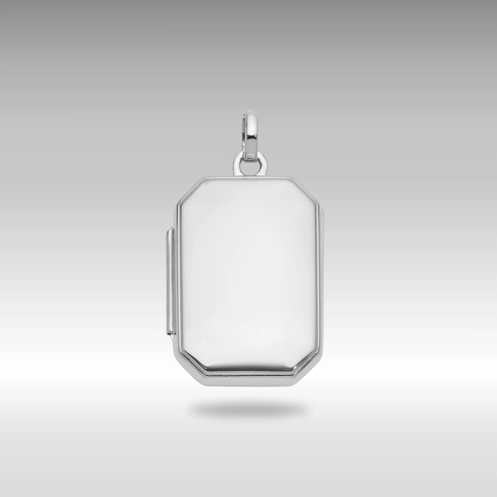 White Gold Polished 20x15mm Curved Rectangle Locket - Model XL873W