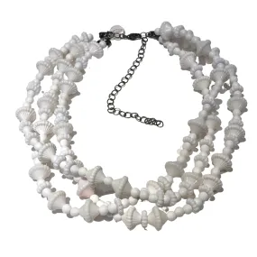 White Scalloped Beaded Morgan Necklace