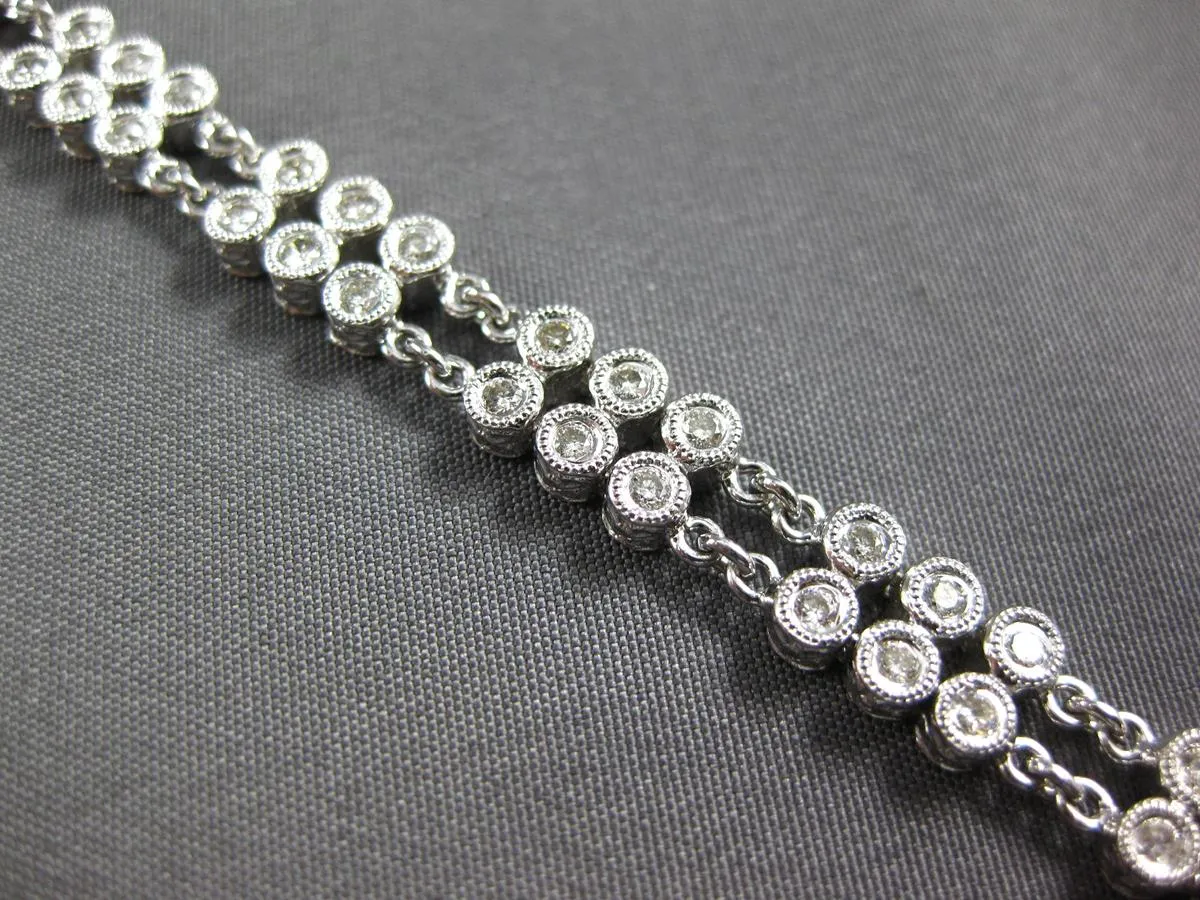 WIDE 1.69CT DIAMOND 14K WHITE GOLD 2 ROW FILIGREE MILGRAIN BEZEL TENNIS BRACELET