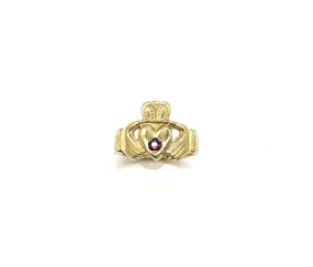 Women’s 14K Gold Claddagh Ring with Round Ruby