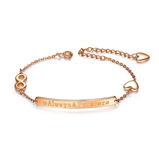 Women's Rose Gold & Silver Color Bracelet with Micro Paved CZ