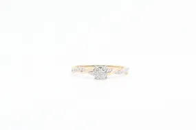 Yellow Gold Round Cluster Promise Ring with Twisted Band